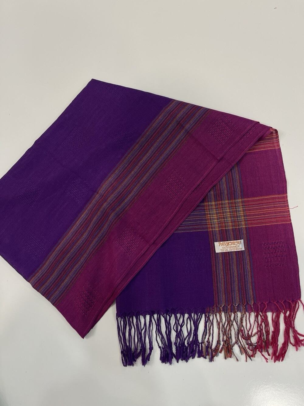 Multicolor 100% Cashmere Pashmina Shawl Scarf Fringed Wrap 72” x 27” BEAUTIFUL